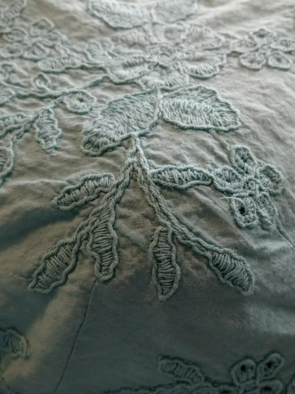 Vintage RW&CO. turquoise floral English lace long and puffy sleeves blouse - Picture 14 of 16